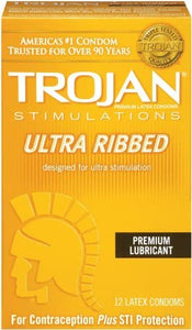 Trojan Condones Estimulantes lubricados  ultra acanalados 12 unidades NDP-26