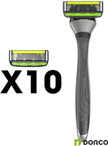 Sistema de afeitadora de seis hojas con recortadora - Paquete de 10 (1 mango + 10 cartuchos) NDP-56