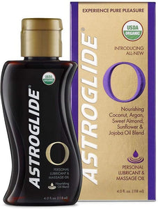 Astroglide O Orgánico, aceite de masaje y lubricante personal a base de aceite esencial, 4 onzas NDP-56
