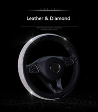 Cargar imagen en el visor de la galería, Funda de cuero para volante, diseño con diamantes de imitación 15 pulgadas NDP-95
