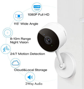 eco4life cámara de vigilancia de seguridad, 1080p, WiFi, HD, cámara inteligente para interior con visión nocturna NDP13