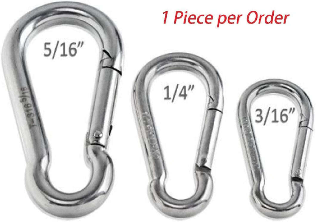 RamPro 1Pc Spring Snap Hook Mosquetón Llavero con clip de acero inoxidable - 3/16 a 5/16 pulgadas, Grado 316 SSNDP-28