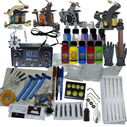 Máquina Apprentice Kit de Tatuaje con Dual Digital Power Supply & 10 radiante 1/2oz tintas NDP-29