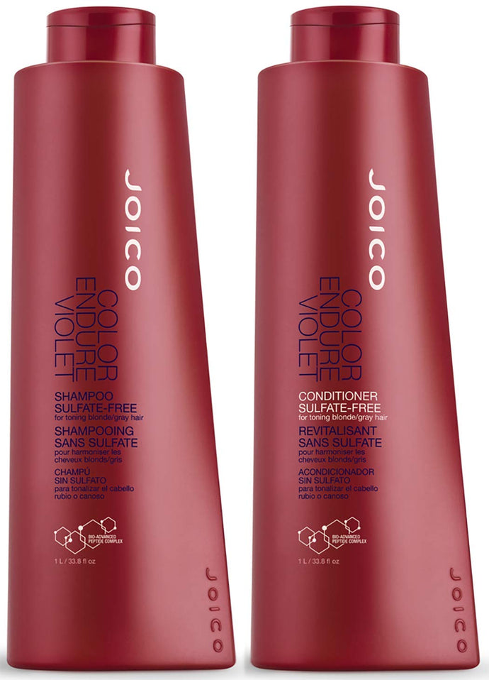 Joico Color Endure Violet Shampoo & Conditioner Set para tonificar el cabello rubio y gris, 33.8 oz NDP-14