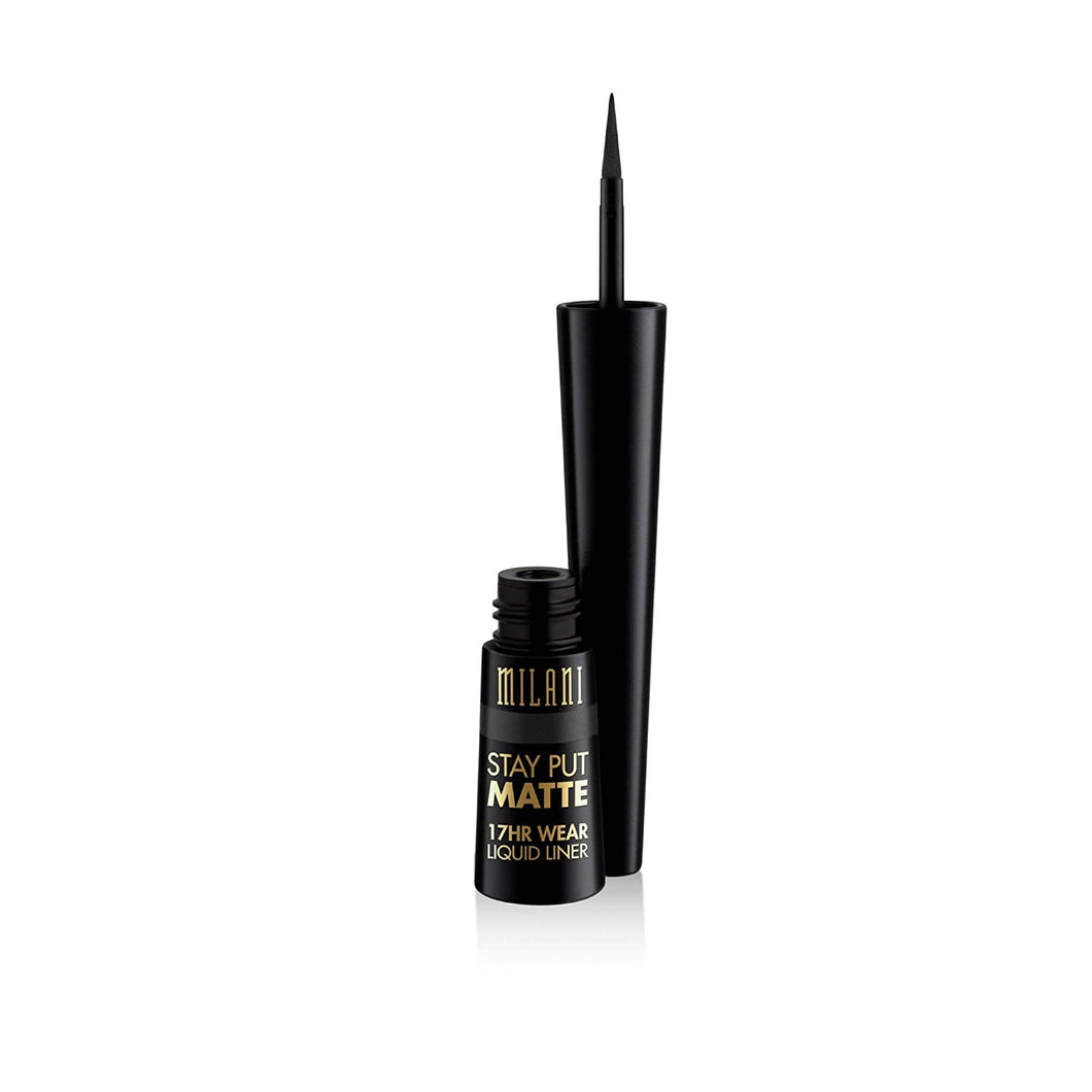 Milani Stay Put Liquid Eyeliner Mate Larga duración Resistente a las manchas Negro Mate