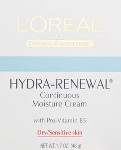 L'Oréal Paris crema hidratante facial con pro-vitamina B5 para pieles secas / sensibles, 1.7 oz
