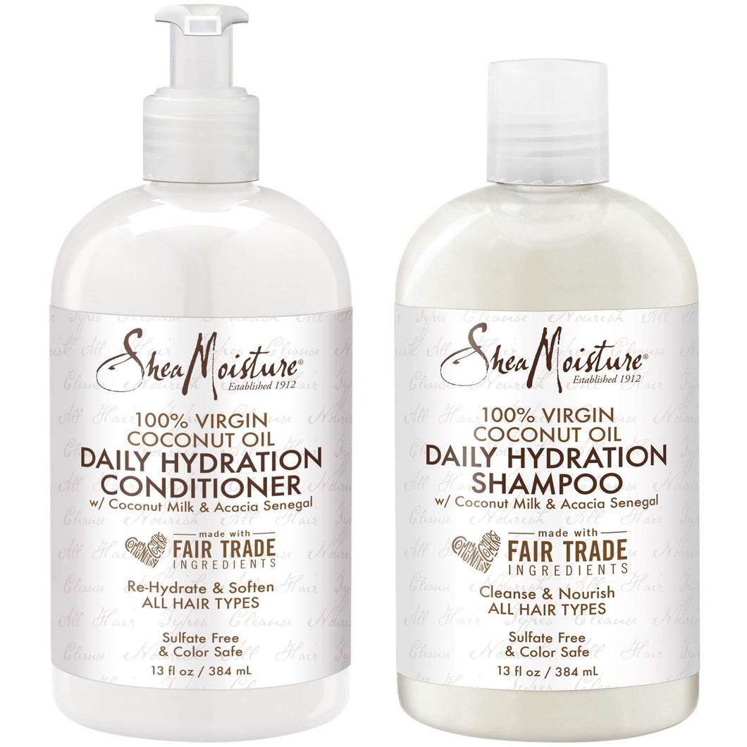 SheaMoisture Champú y acondicionador de hidratación diaria 100% de aceite de coco virgen | 13 fl. onz. Cada NDP-55