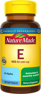 Vitamina E 180 mg, 400 UI dl-Alpha Cápsulas blandas