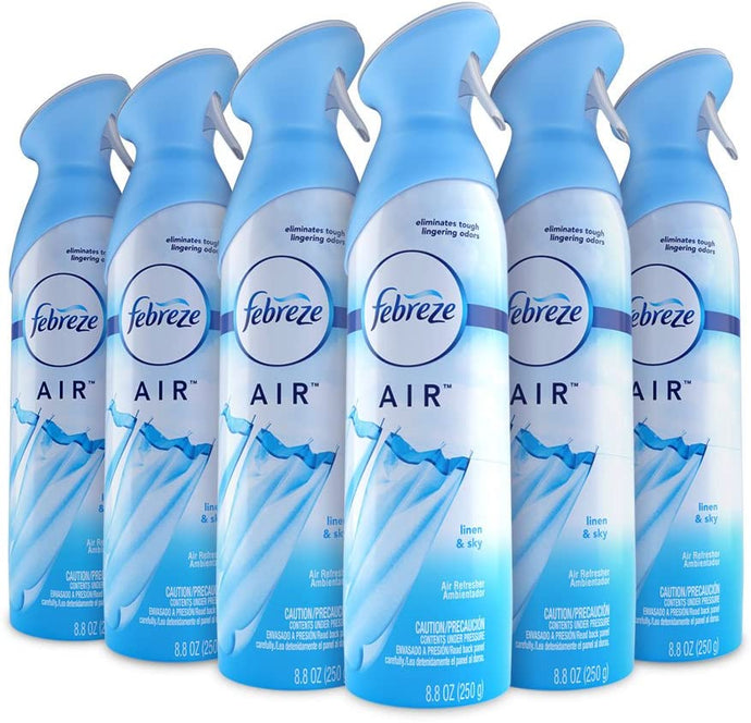 Febreze Ambientador y Spray de olor, Lino y cielo, Talla full, Paquete de 6 NDP 24