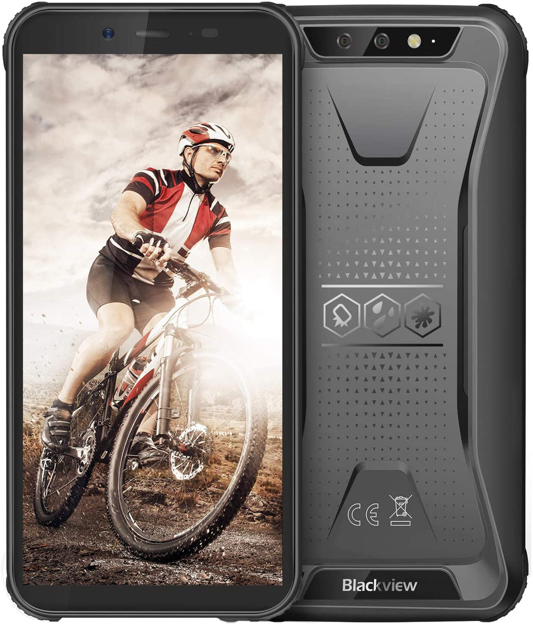 BV5500 Pro 4G - Teléfono móvil (resistente al agua, IP68, prueba de caídas, 5,5 pulgadas, 3 GB + 16 GB, Dual SIM, Android 9.0, 4400 mAh), color negro NDP-49
