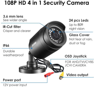 ZOSI Cámara de seguridad 2.0 MP FHD 1080p para exterior/interior  NDP17