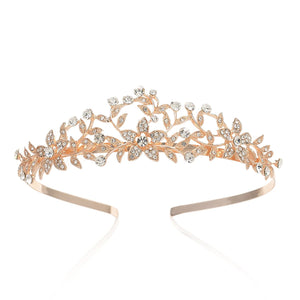 Tiara de boda para novia, diadema de princesa de cristal Color: oro rosa NDP-104