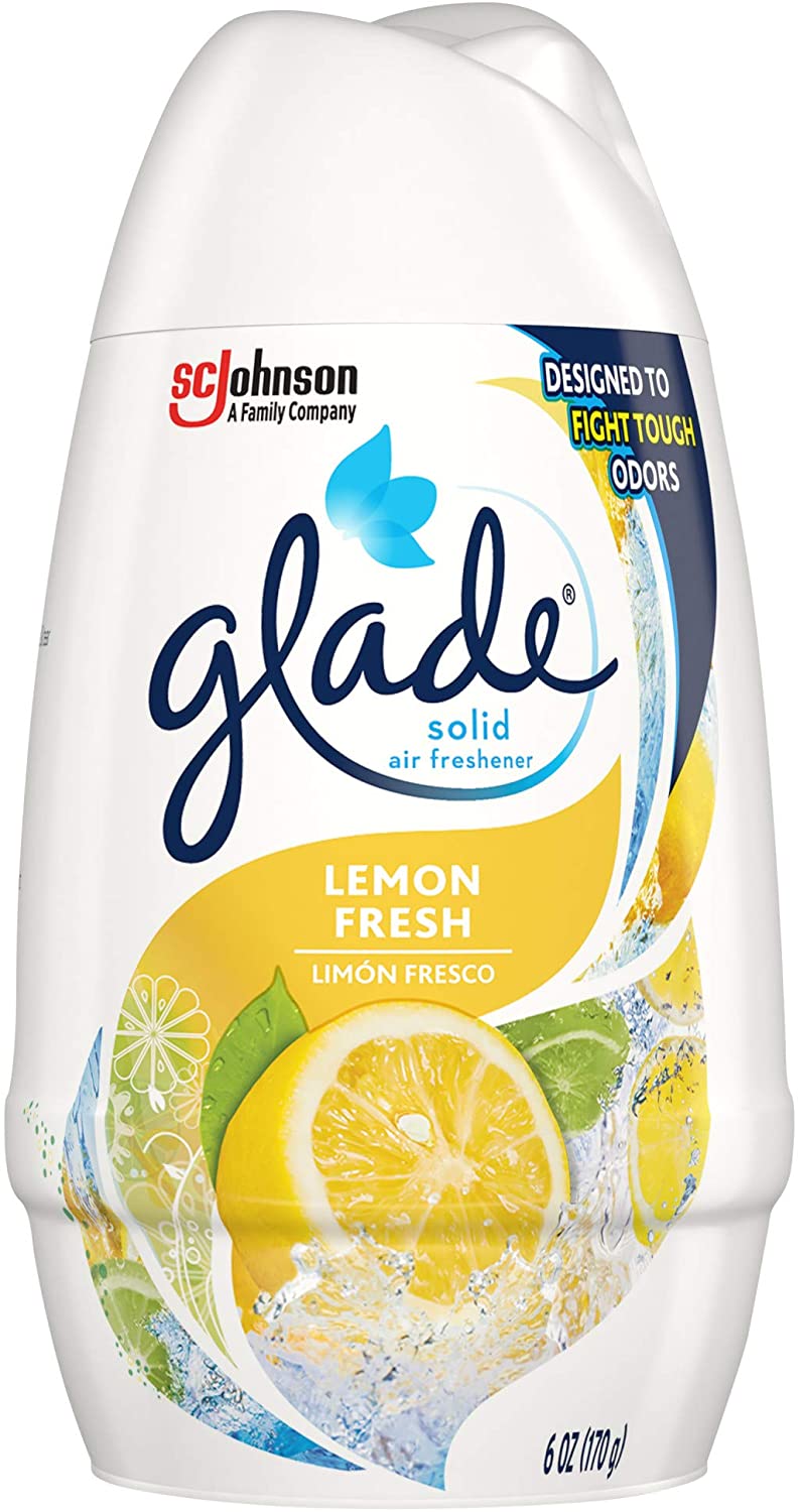 Glade Ambientador de aire sólido, desodorizador para el hogar y el baño, Limón fresco Paquete de 12 NDP 60