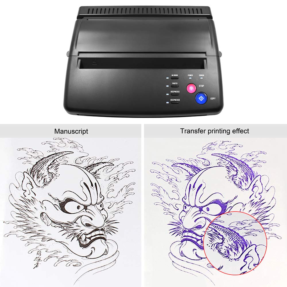 Plantilla de transferencia de tatuajes para fotocopiadora térmica para tatuajes artistas Tatttoo suministros (negro) NDP-21