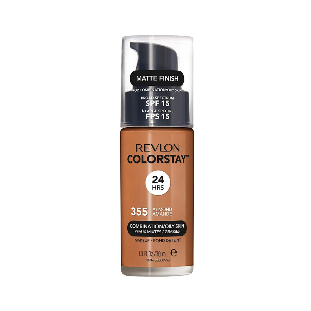 Revlon ColorStay para pieles mixtas / grasas SPF 15, acabado mate, sin aceite, 355 almendras, 1.0 oz