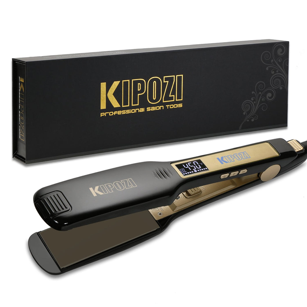 Plancha de pelo profesional de hierro plano de titanio con pantalla LCD digital, 1.75 pulgadas de anchoNDP-14