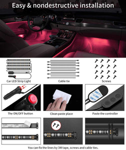 Luces para interior de auto, tira de luz Led para auto, diseño de dos líneas, impermeables NDP-7
