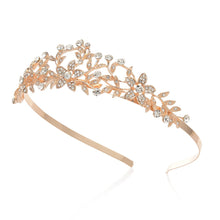 Cargar imagen en el visor de la galería, Tiara de boda para novia, diadema de princesa de cristal Color: oro rosa NDP-104
