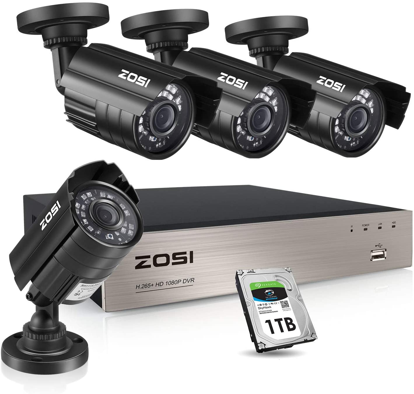 ZOSI Kit Cámaras de Vigilancia PoE 8CH 4K H.265+ NVR Sistema de  Videovigilancia con 4pcs 3K 5MP Cámara Seguridad, Visión Nocturna, Alarma  de Movimiento, 2TB HDD Incluido : : Informática