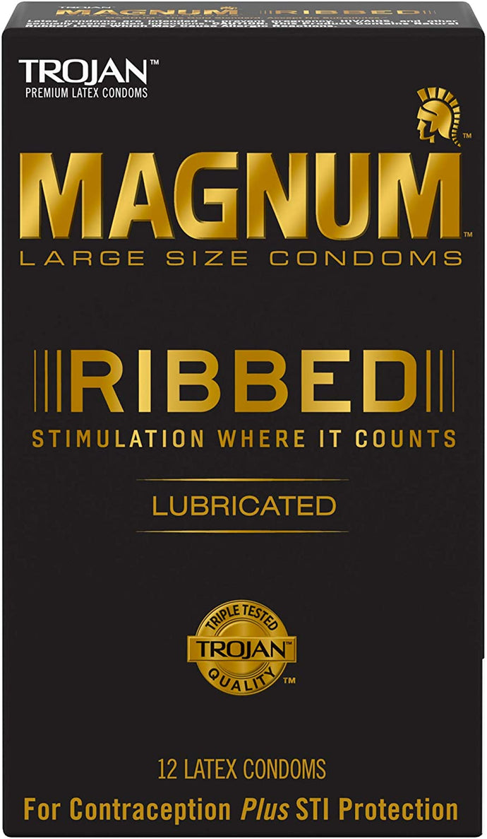 Condones lubricados acanalados Trojan Magnum (12 unidad) NDP-29
