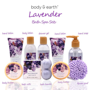 Set de regalo Body & Earth Bath 12 piezas con aroma de lavanda NDP-23