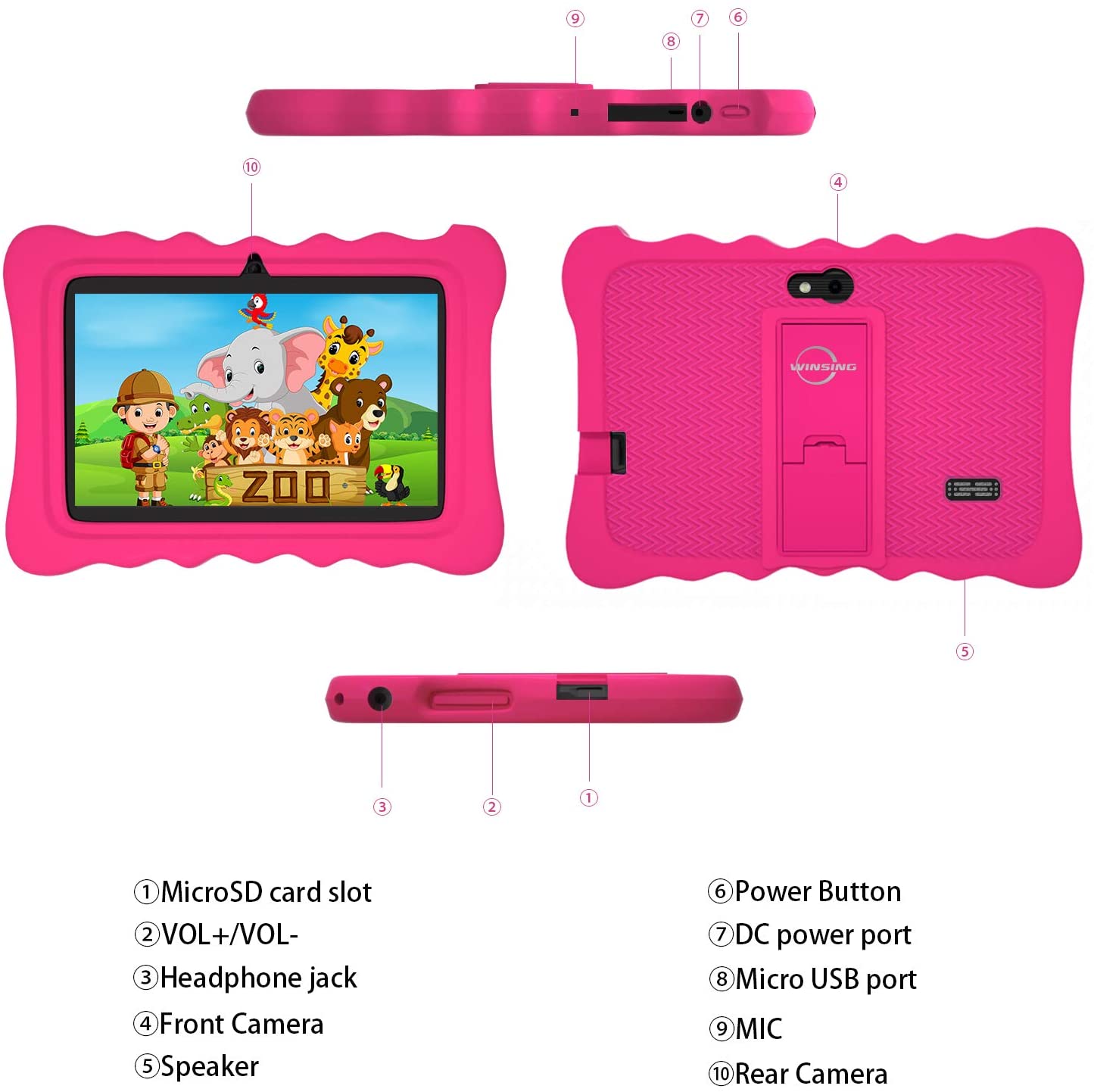 Tableta para niños, 7 pulgadas Kid Edition Tablets Android 9.0 con