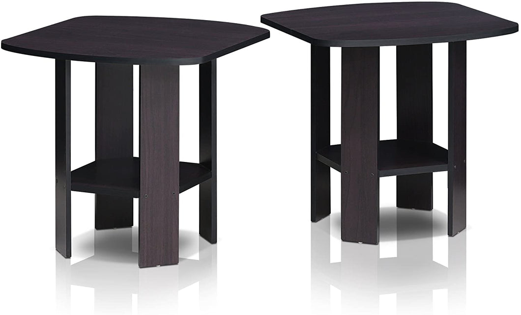 Mesa auxiliar de diseño simple, Madera, Marrón oscuro 2 Unidad  NDP 3