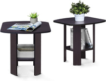 Cargar imagen en el visor de la galería, Mesa auxiliar de diseño simple, Madera, Marrón oscuro 2 Unidad  NDP 3
