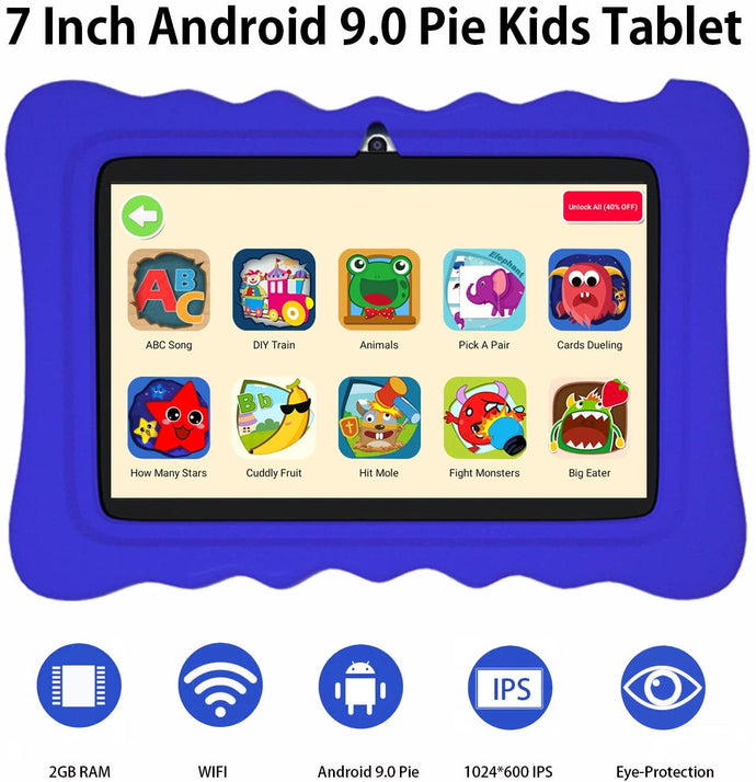 Tableta para niños, 7 pulgadas Kid Edition Tablets Android 9.0 con WiFi, 2 + 16GB  NDP 61