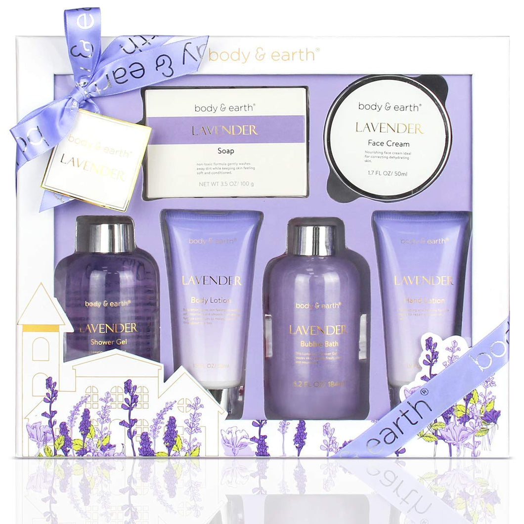 Lujoso kit de baño de 6 piezas para mujer,  Spa Set con aroma de lavanda