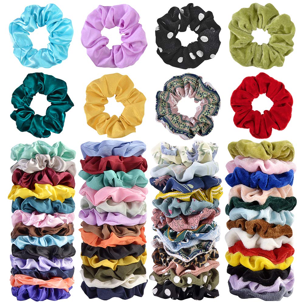 52 piezas de diademas de terciopelo para el pelo, gasa, bandas elásticas de satén para el pelo NDP-97