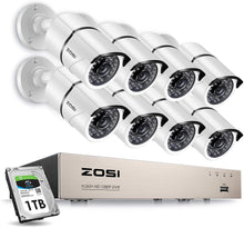 Cargar imagen en el visor de la galería, ZOSI - Sistema de cámara de vigilancia 1080p para exteriores con disco duro de 1 TB  8 Camaras NDP15
