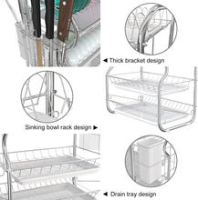Cargar imagen en el visor de la galería, CharmDI - Secador de platos de acero inoxidable con bandeja de goteo, soporte para utensilios de cocina #156
