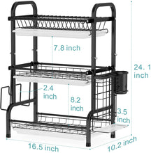 Cargar imagen en el visor de la galería, Dish Drying Rack, Warmfill 3 Tier Dish Rack Stainless Steel Large Capacity with Utensil Holder NDP 153
