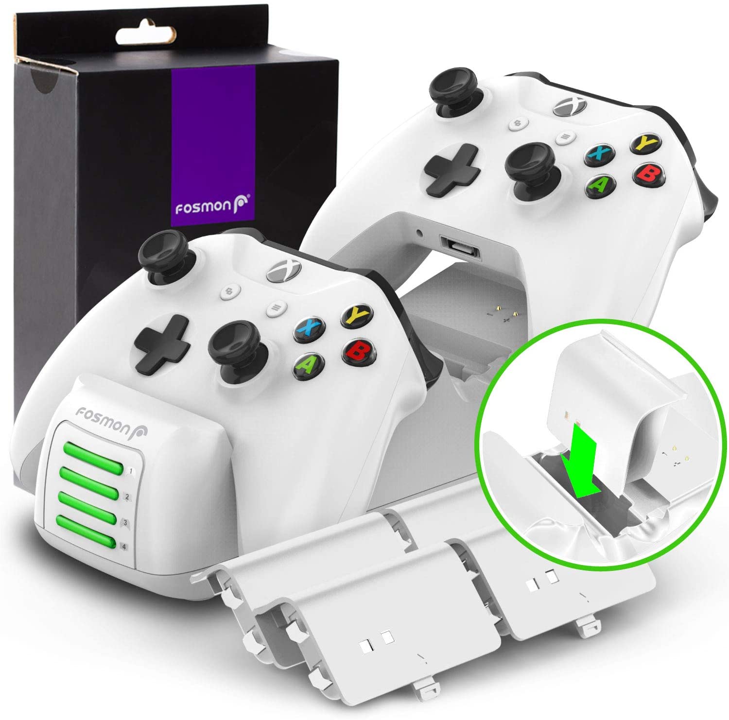 Cargador para mando de Xbox One Quad PRO con 4 baterías