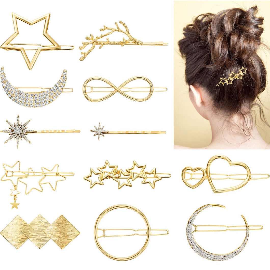 12 piezas de horquillas de pelo minimalistas, horquillas de oro para el pelo NDP-113