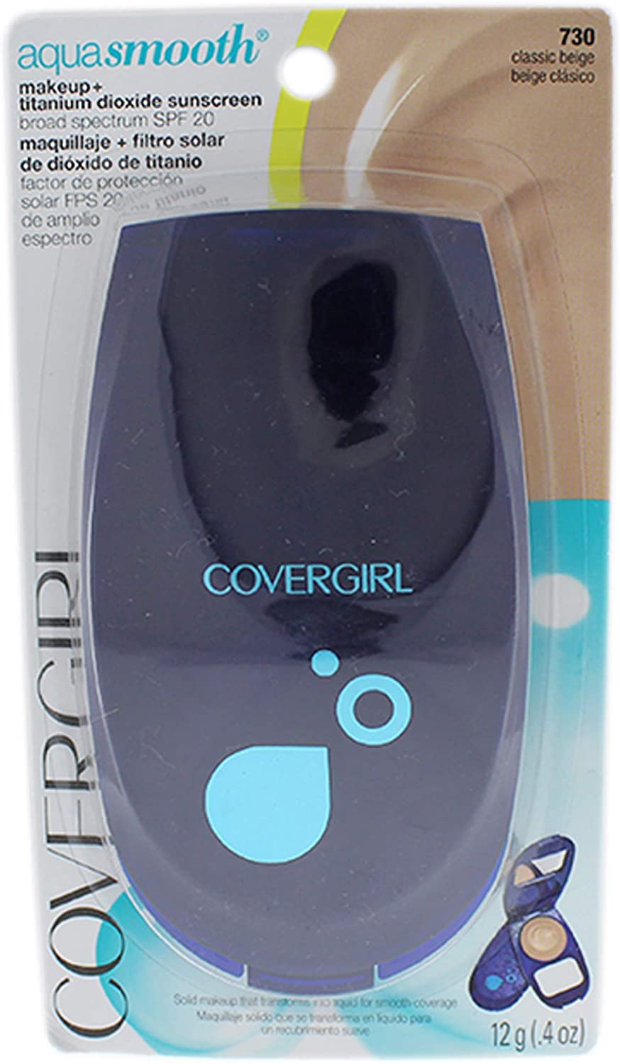 CoverGirl Aquasmooth SPF 20 Base compacta, 730 Classic Beige, 0,4 onzas