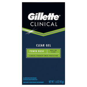 Gillette Clinical Clear Gel Sport Power Rush antitranspirante y desodorante, 1.6 oz