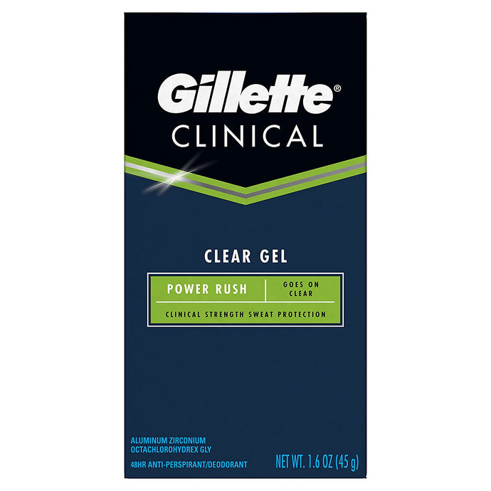 Gillette Clinical Clear Gel Sport Power Rush antitranspirante y desodorante, 1.6 oz