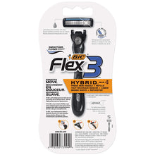 Cargar imagen en el visor de la galería, Maquinilla de afeitar desechable para hombres BIC Flex 3 Hybrid, 1 mango y 5 cartuchos NDP-45

