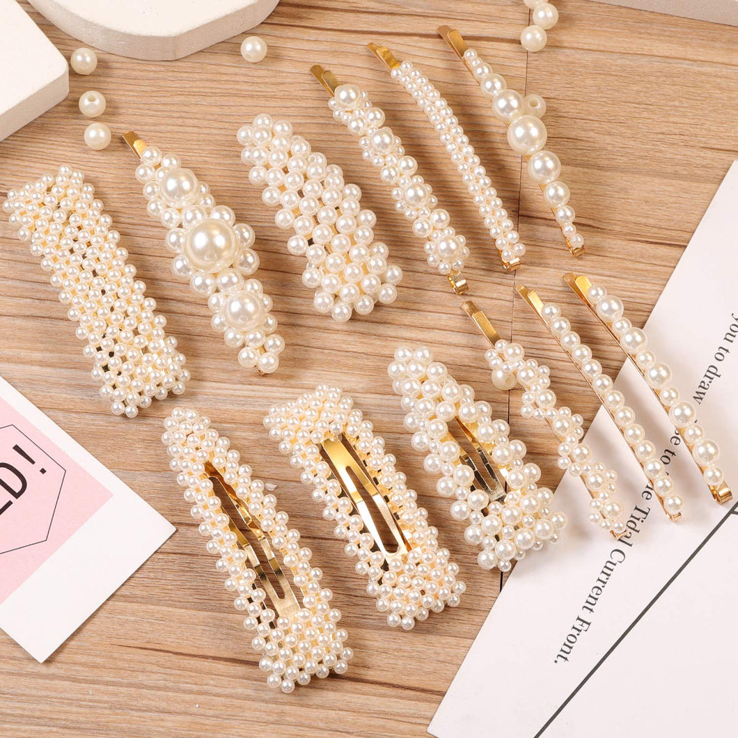 12 pinzas para el pelo con perlas grandes, pinzas para el pelo, para mujeres y niñas NDP-95
