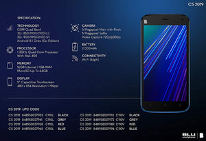 BLU C5 2019 Celular Android 5 '' Pantalla 16GB Memoria interna Cámara dual (Negro) NDP-26