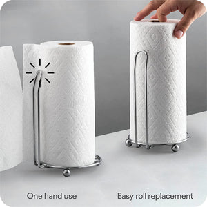 Paper Towel Holder Countertop (Chrome) One-Handed Tear Paper Towel Holder - Durable Metal Paper Towel Dispenser - Paper #144