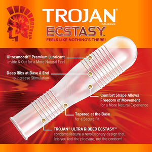 Condones Trojan Ultra Éxtasis Acanalado Lubricados NDP-24