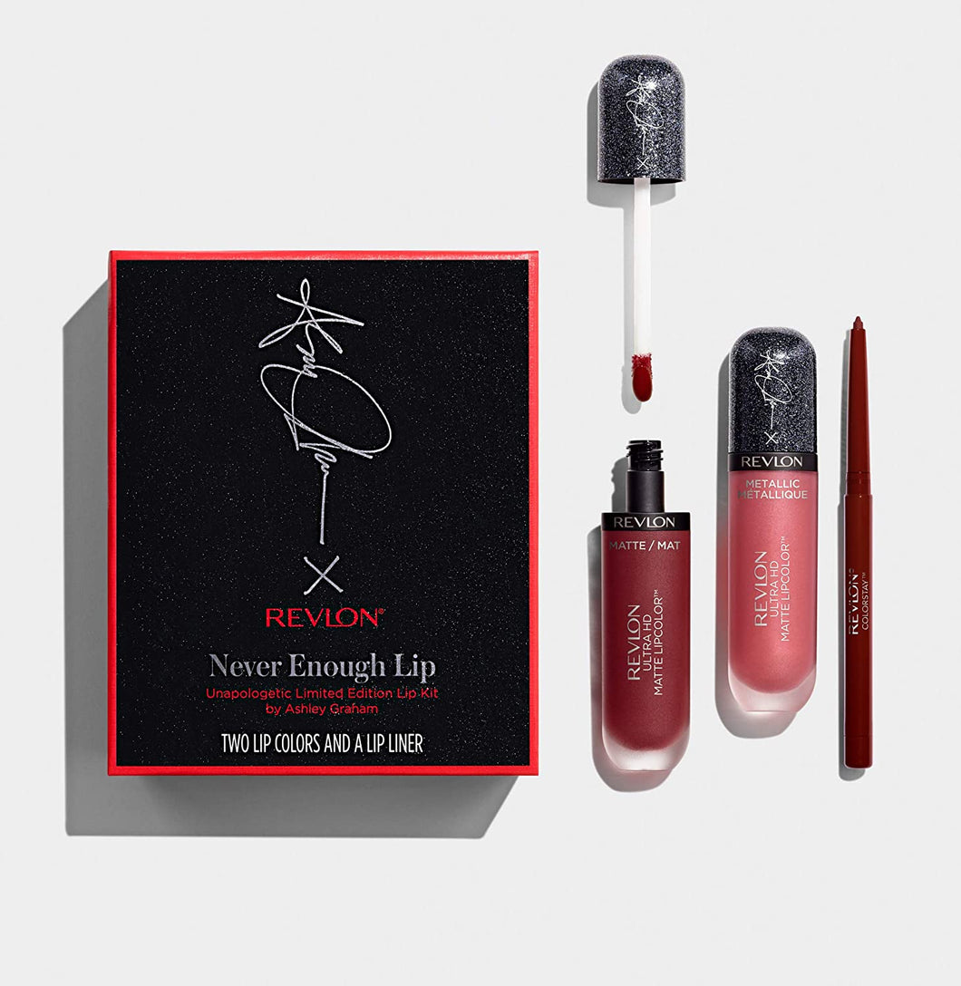 Revlon Never Suough Lip Unapologetic Limited Edition - Kit de labio para labios, diseño de Ashley Graham