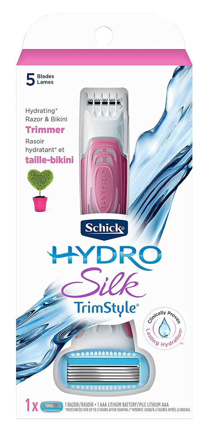 Navaja hidratante Schick Hydro Silk TrimStyle para mujeres con recortador de bikini, 1 cuenta NDP-8