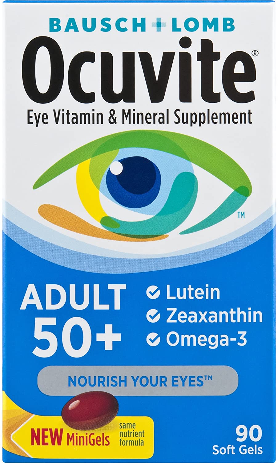 Adultos 50+ Suplemento de vitaminas con lutena y omega-3,  SupplyRD.com