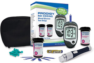 Kit de monitor de glucosa Prodigy: incluye medidor, tiras, lancetas