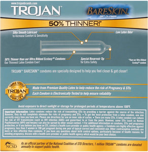 Condones de látex lubricados con piel sintética Trojan Sensitivity NDP-7