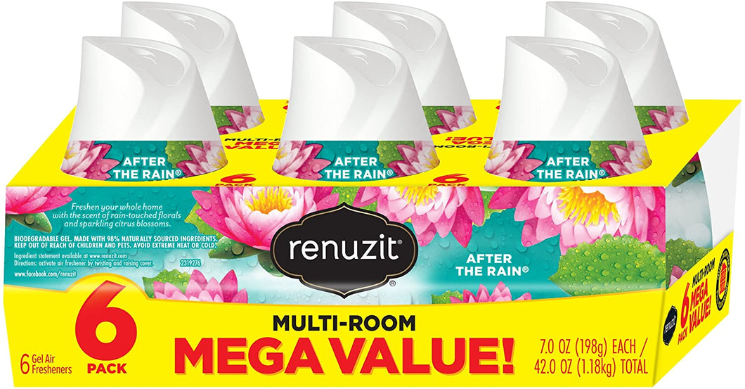 Renuzit - Ambientador de gel ajustable, Después de la lluvia Paquete de 6 NDP 53